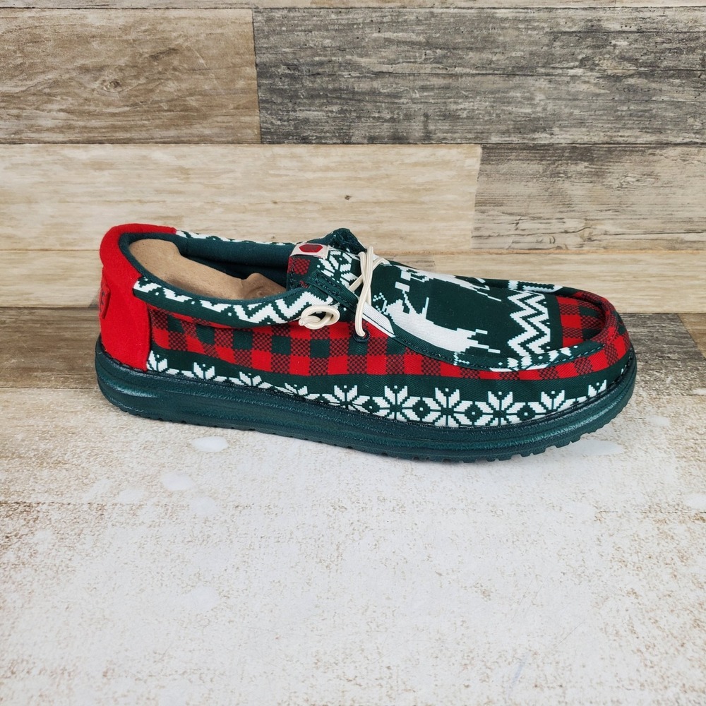 Hey Dude Wally Holiday Cheers Mens Loafer Shoes Sz 9 Green Multi Casual Slip On